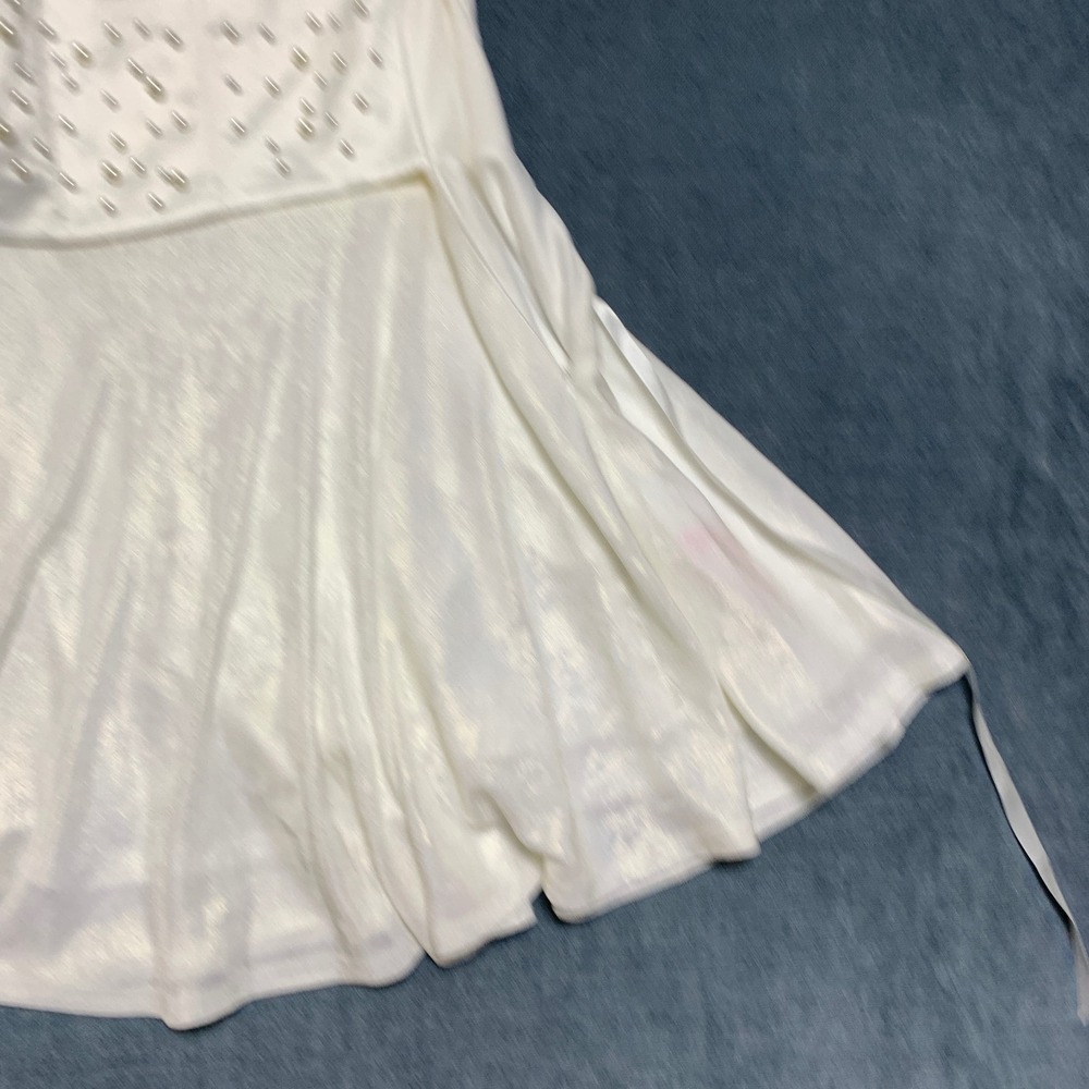 Sugar Thrillz Mini Dress Womens S White Pearl Embellished Cowl Neck Corset Back - Picture 5 of 13